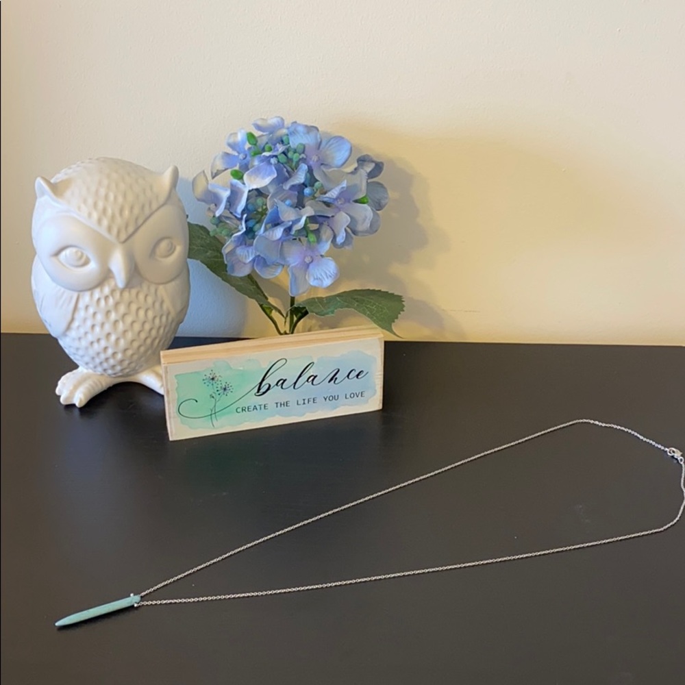 Silver and Blue/Green Stone Necklace